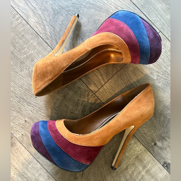 Bakers Suede Multicolor Platform Heels • 6-Inch • Size 7 - Picture 1 of 3